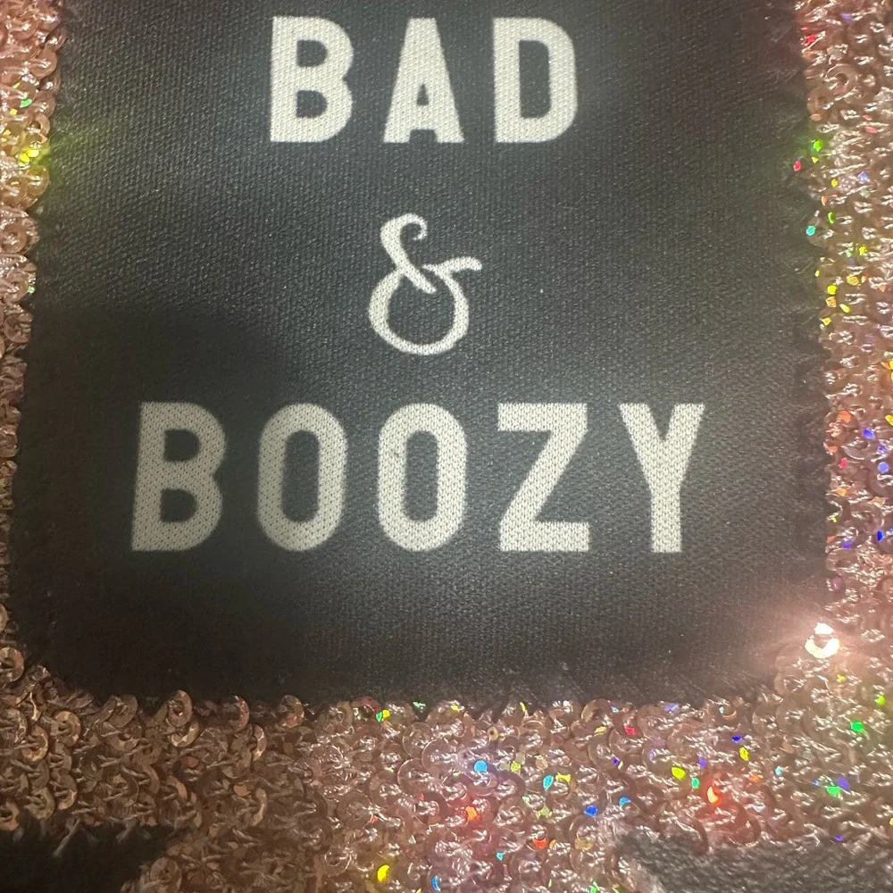 Bad & Boozy Pink Sequin Can Cooler